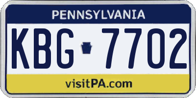 PA license plate KBG7702