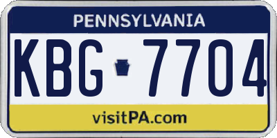 PA license plate KBG7704