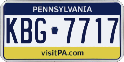 PA license plate KBG7717