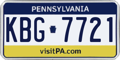 PA license plate KBG7721