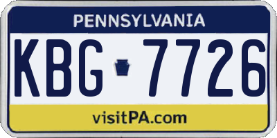 PA license plate KBG7726