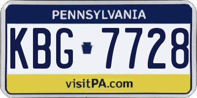 PA license plate KBG7728