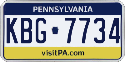 PA license plate KBG7734