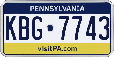 PA license plate KBG7743