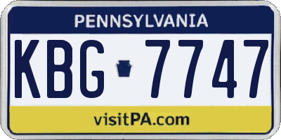 PA license plate KBG7747