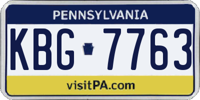 PA license plate KBG7763