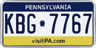 PA license plate KBG7767