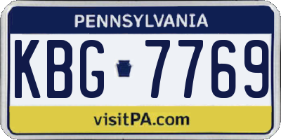 PA license plate KBG7769