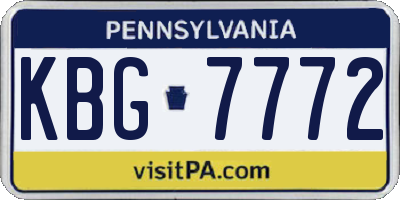 PA license plate KBG7772
