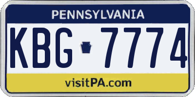 PA license plate KBG7774