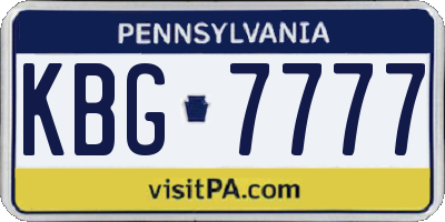 PA license plate KBG7777