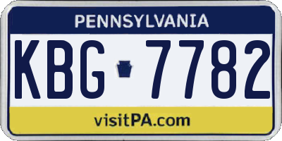 PA license plate KBG7782