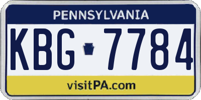 PA license plate KBG7784