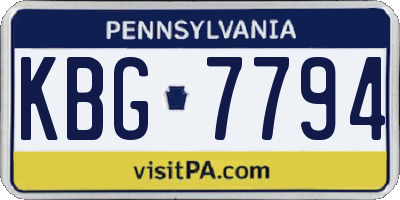 PA license plate KBG7794