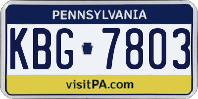 PA license plate KBG7803