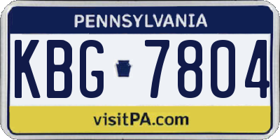 PA license plate KBG7804