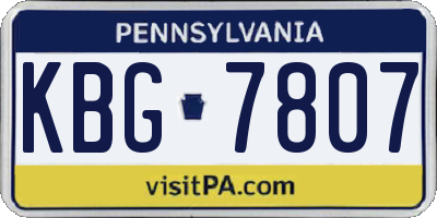 PA license plate KBG7807
