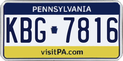 PA license plate KBG7816