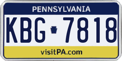 PA license plate KBG7818