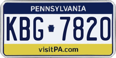 PA license plate KBG7820