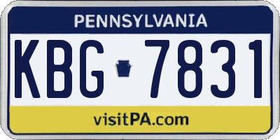 PA license plate KBG7831