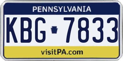 PA license plate KBG7833
