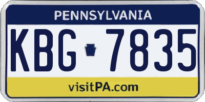 PA license plate KBG7835