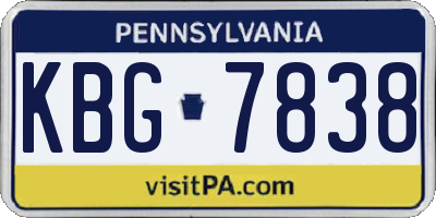 PA license plate KBG7838