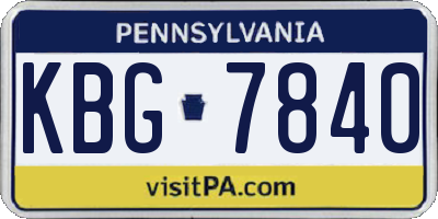 PA license plate KBG7840