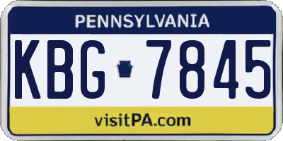 PA license plate KBG7845