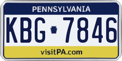 PA license plate KBG7846