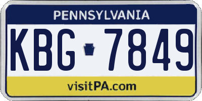 PA license plate KBG7849