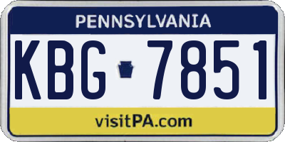 PA license plate KBG7851