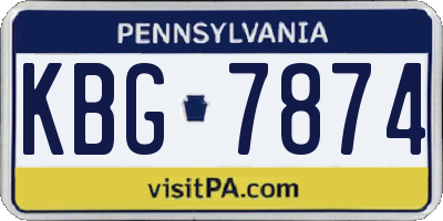 PA license plate KBG7874