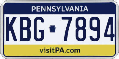 PA license plate KBG7894