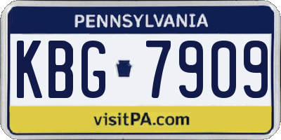 PA license plate KBG7909