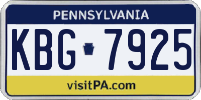 PA license plate KBG7925