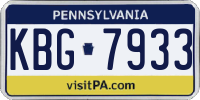 PA license plate KBG7933