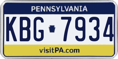 PA license plate KBG7934