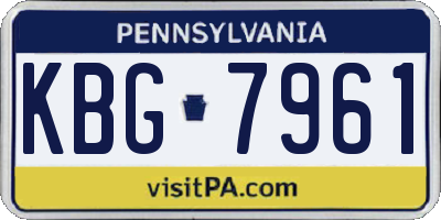 PA license plate KBG7961