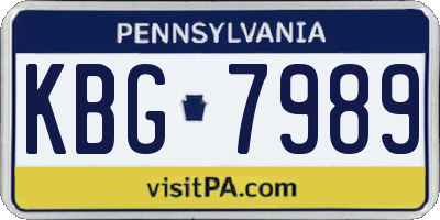 PA license plate KBG7989