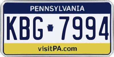 PA license plate KBG7994