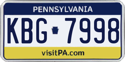 PA license plate KBG7998