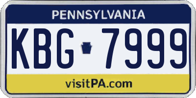 PA license plate KBG7999
