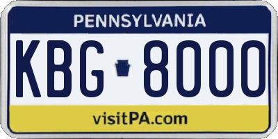 PA license plate KBG8000
