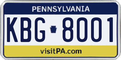 PA license plate KBG8001