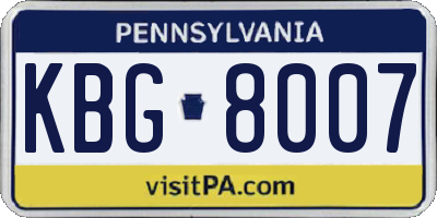 PA license plate KBG8007