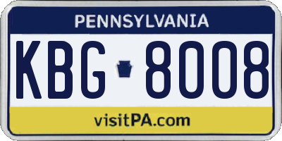 PA license plate KBG8008