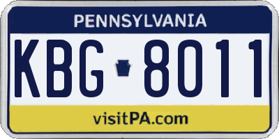 PA license plate KBG8011