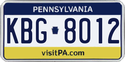 PA license plate KBG8012